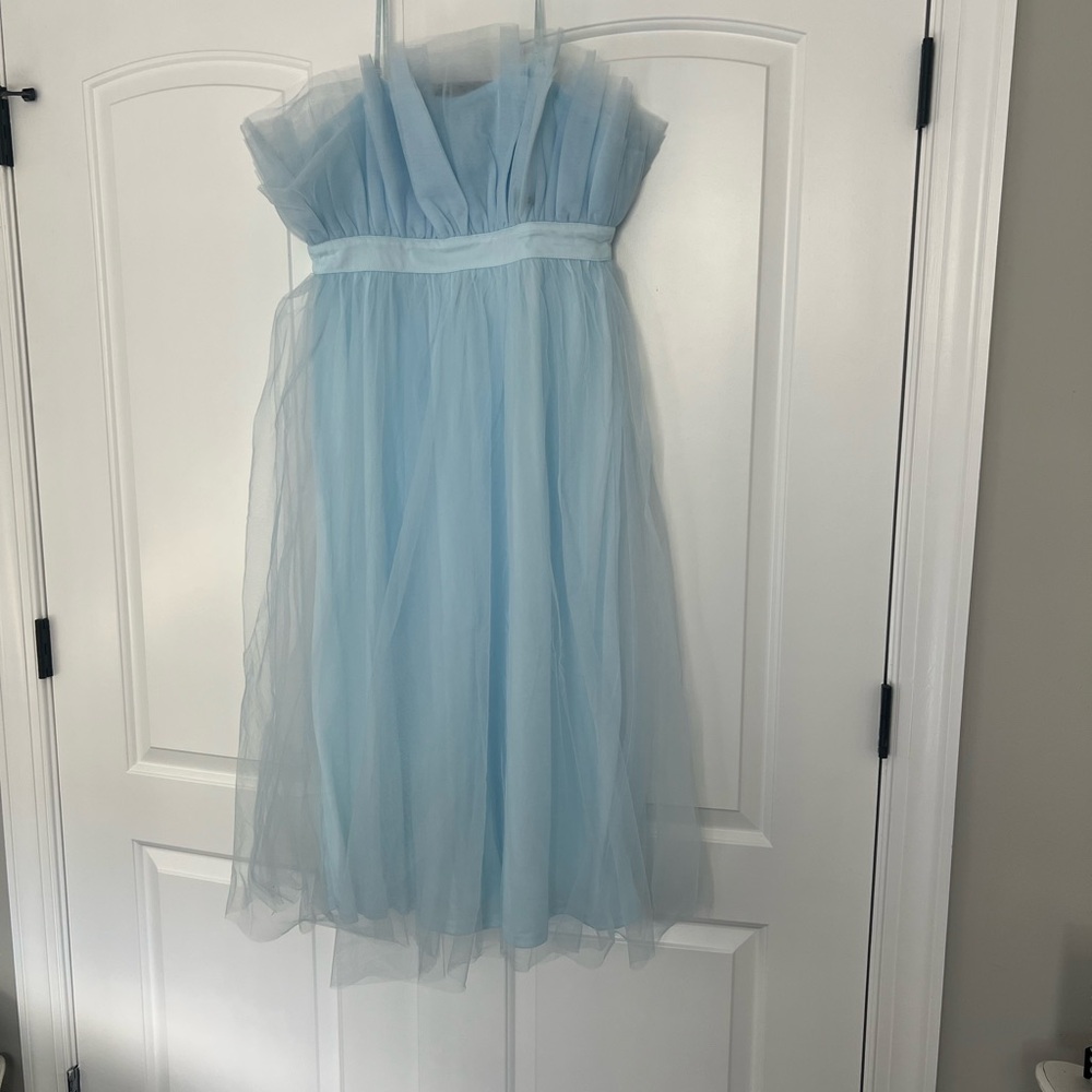Listicle Blue Ruched Tiered Gown Sweetheart Neckline